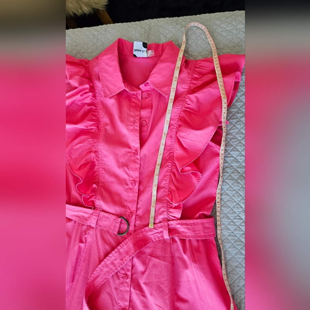Pink Ruffled Button-Down Dress - Picture 11 of 15
